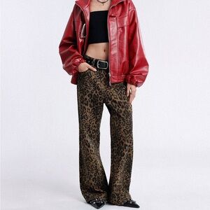 Leopard Print Jeans - Loose Fit